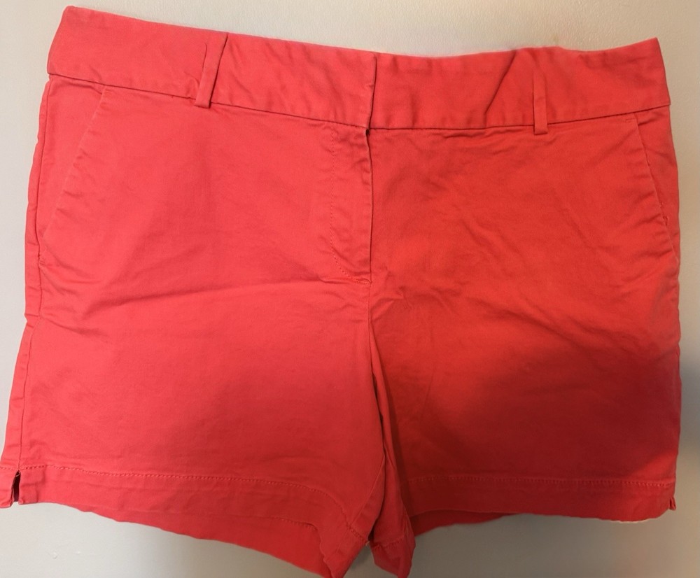Ann Taylor LOFT Shorts Women's 14 100% Cotton Mid Rise Chino Tangerine Color EUC
