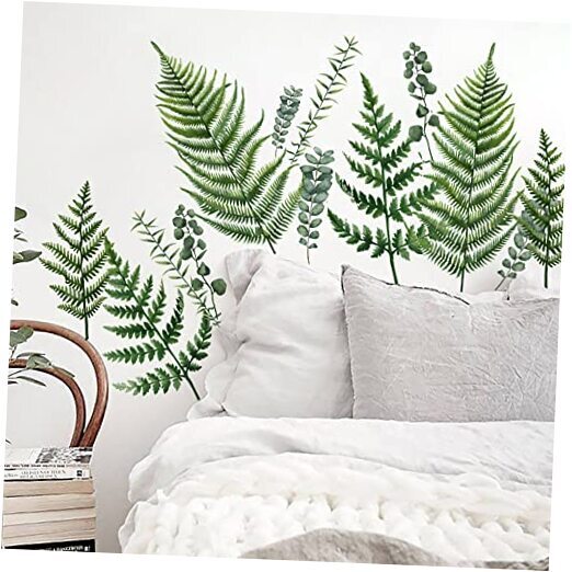 Large Green Fern Leaf Wall Decal Sticker for Living Room Decor