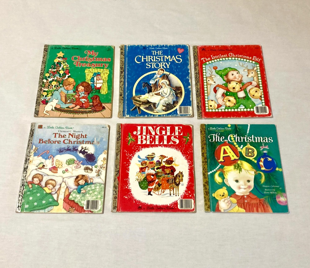 Vintage Little Golden Books Christmas Theme Lot Of 6