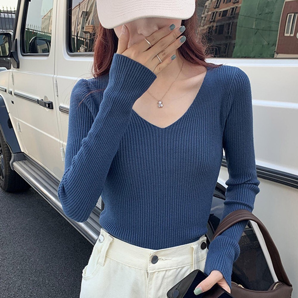 Laid Flat Measurement Casual Outing Slim Fit Fashion Top Knitted Fashion Basic