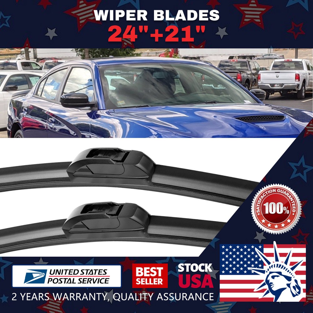 24+21 Inch OEM Bracketless J-Hook All-Season Wiper Blades Pair