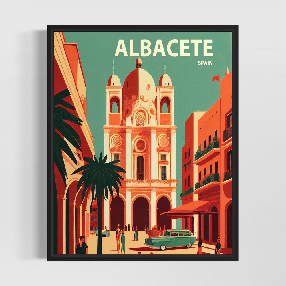Albacete Retro Art Print Albacete Wall Art Illustration Albacete Vintage