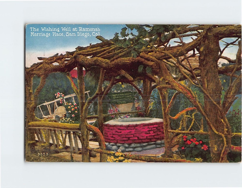 Postcard Wishing Well Ramona's Marriage Place San Diego California USA