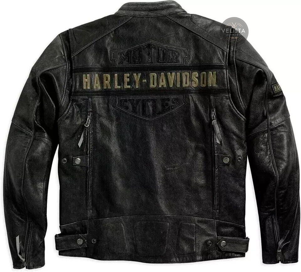 Men’s Harley Davidson Motorcycle Distressed BLack Biker Real Leather Jacket