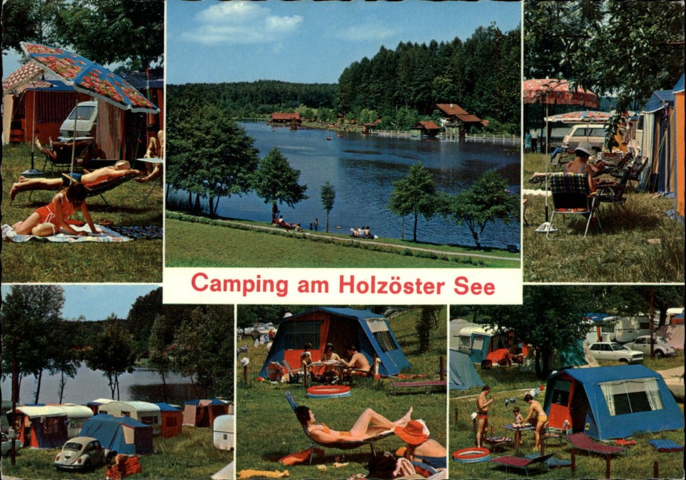 Austria Franking Camping am Holzostersee VW Bug multiview ~ postcard sku267
