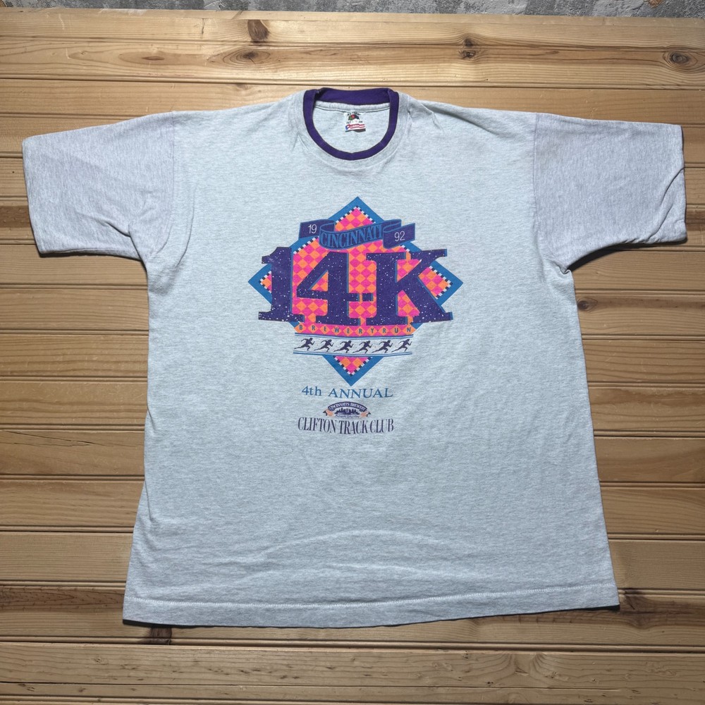 Vintage 1992 Cincinnati 14K Brewery Run Clifton Track Club T-Shirt USA Made - XL