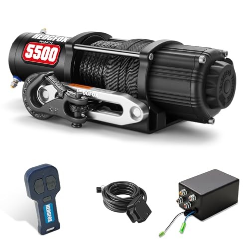 5500 lb Electric Winch 12V Waterproof with Synthetic Rope for ATV UTV Towing