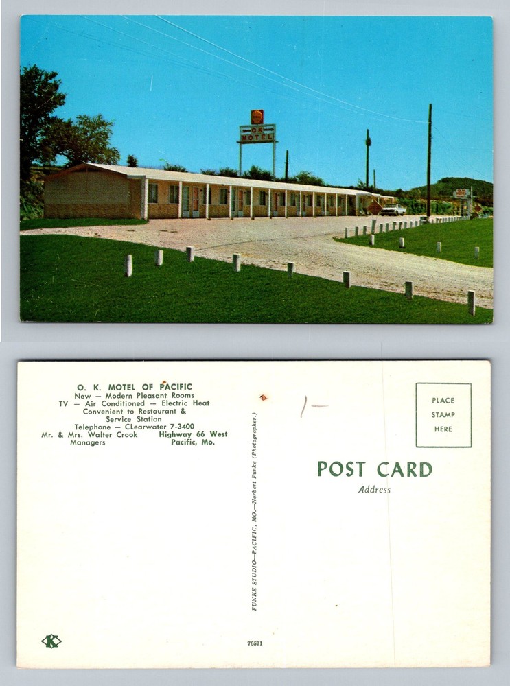 Pacific, MO-Missouri, O. K. Motel Of Pacific Highways 66 West Vintage Postcard