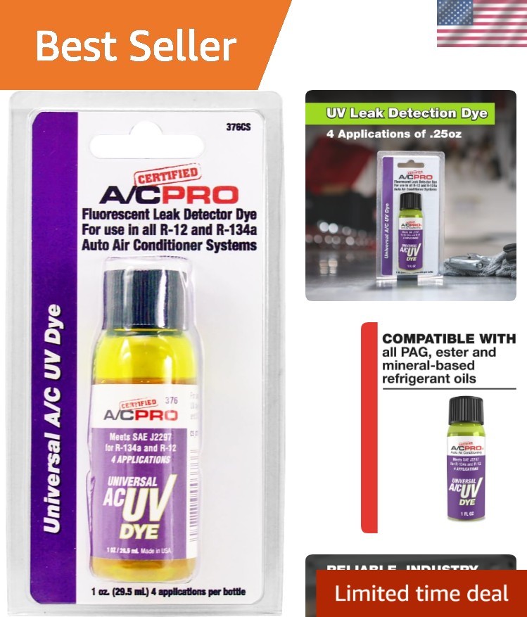 Visual Alarm UV Dye for Leak Detection in Automotive A/C Systems - 1 Oz-image