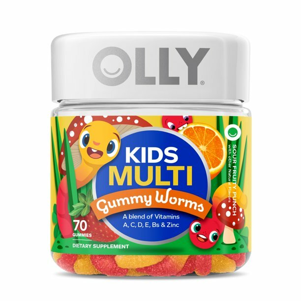OLLY Kids Multivitamin Gummy Worm- Vitamins A- C- D- E- Bs & Zinc- 70 Ct