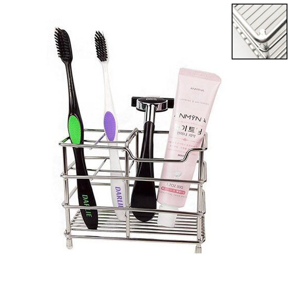 Stainless Steel Toothbrush Holder Toothpaste Razor Stand Rack Pen Rack Organizer