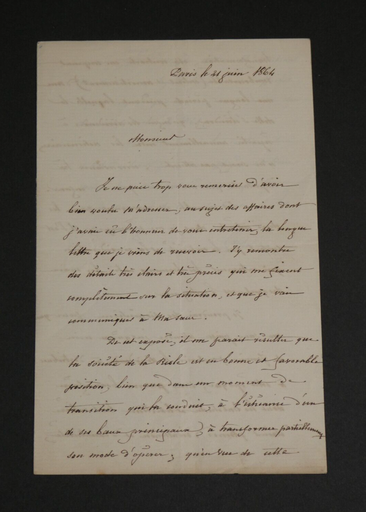 Louis Jules Trochu, General- Signed Autograph Letter, 1864