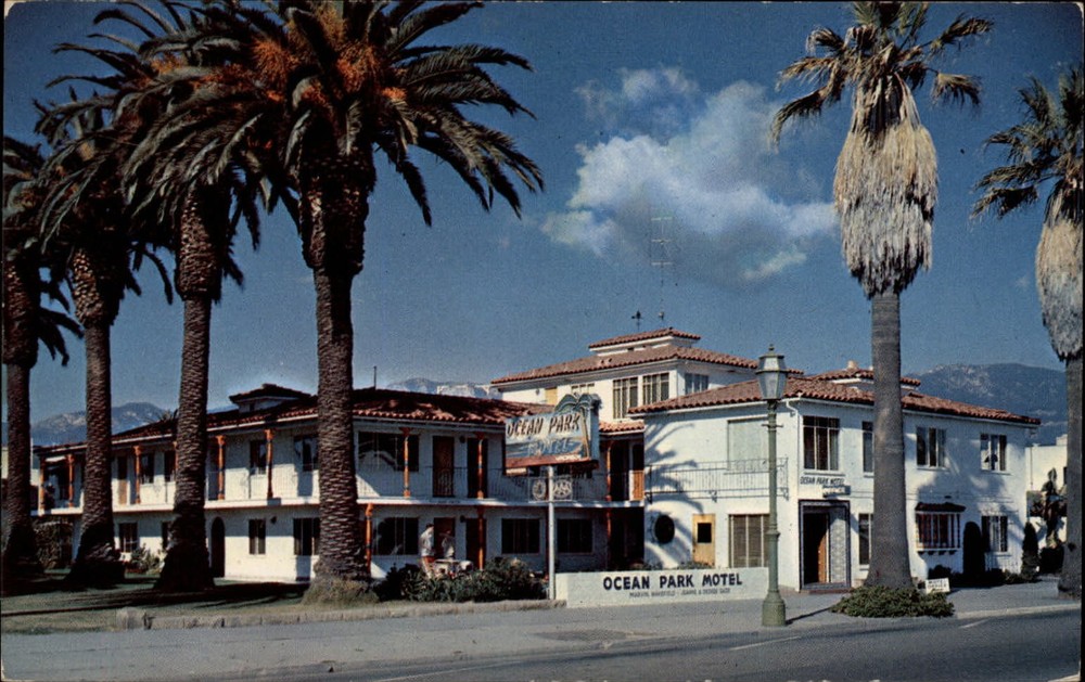 Ocean Park Motel ~ Santa Barbara California ~ unused 1950s vintage postcard