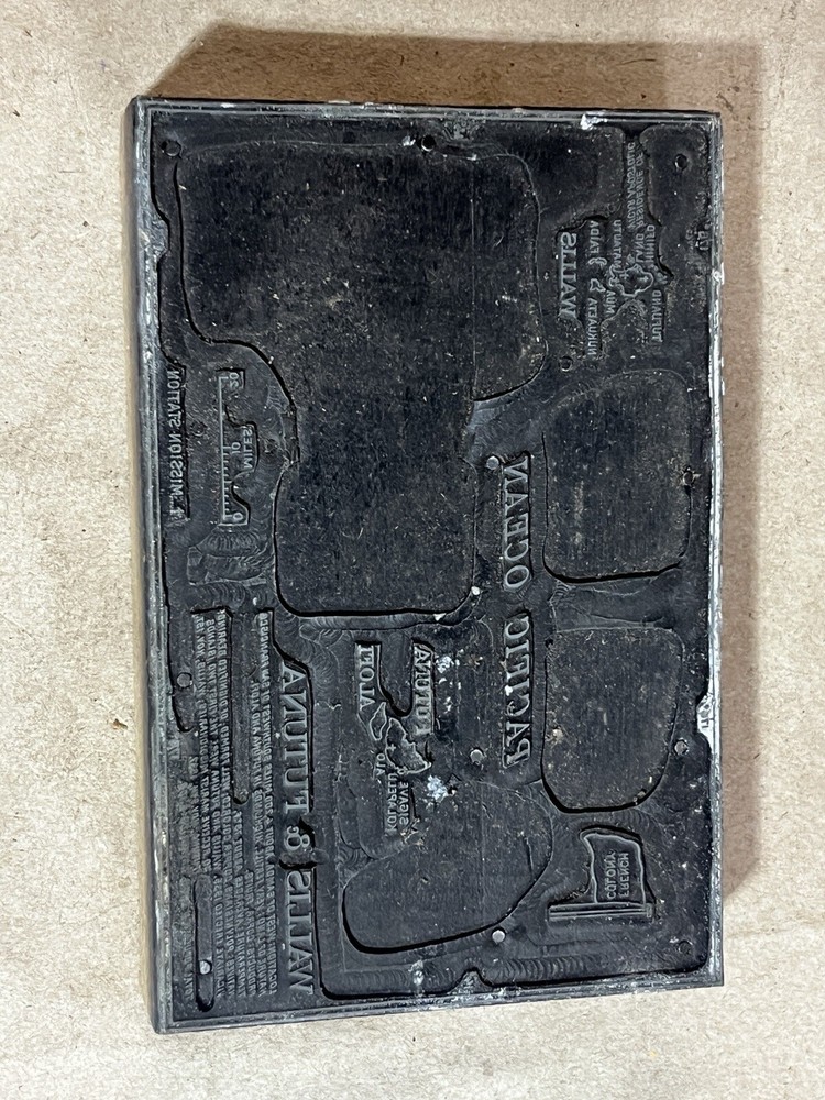 Vintage Lead Printing Press Plate of Wallace & Futuna Pacific Ocean Letter  