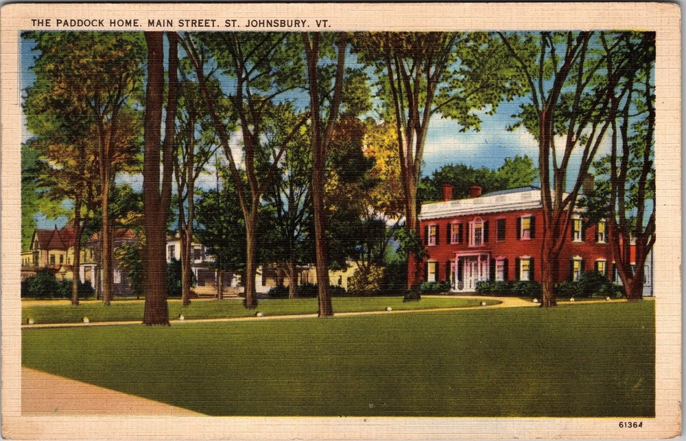 St Johnsbury VT-Vermont, The Paddock Home, Main Street, Vintage Postcard