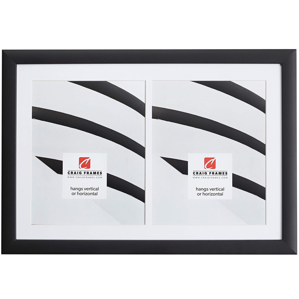 12x18 Black Picture Frame with Collage Mat for 2, 8x10 Photos, Wall Display