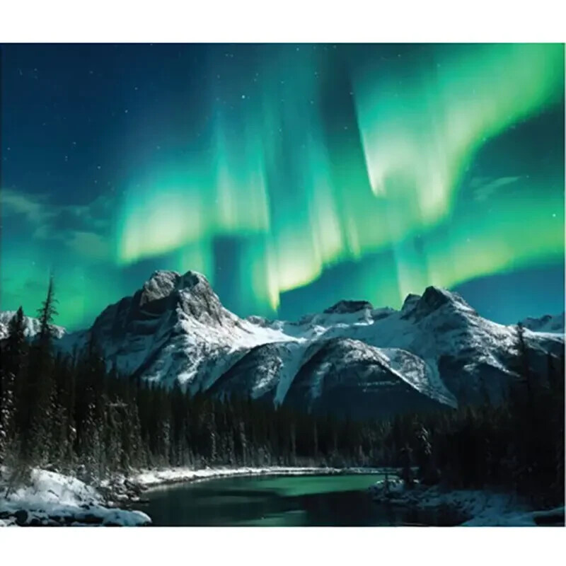 Northern Lights Quilting Fabric Panel 100% Premium Cotton (Green) 45