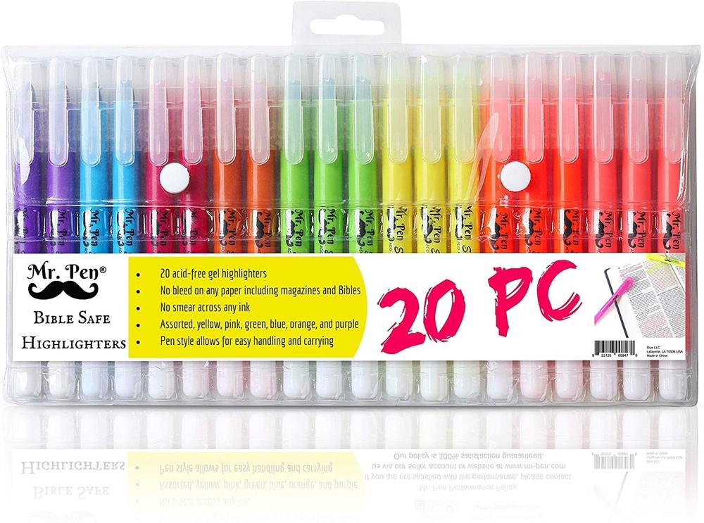 Mr. Pen- Gel Highlighters, Bible Highlighter, Pack of 20, No Bleed Highlighter,