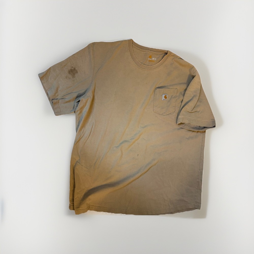 Mens Carhartt Brown Short Sleeve Original Fit Pocket T Shirt Size. 2XL