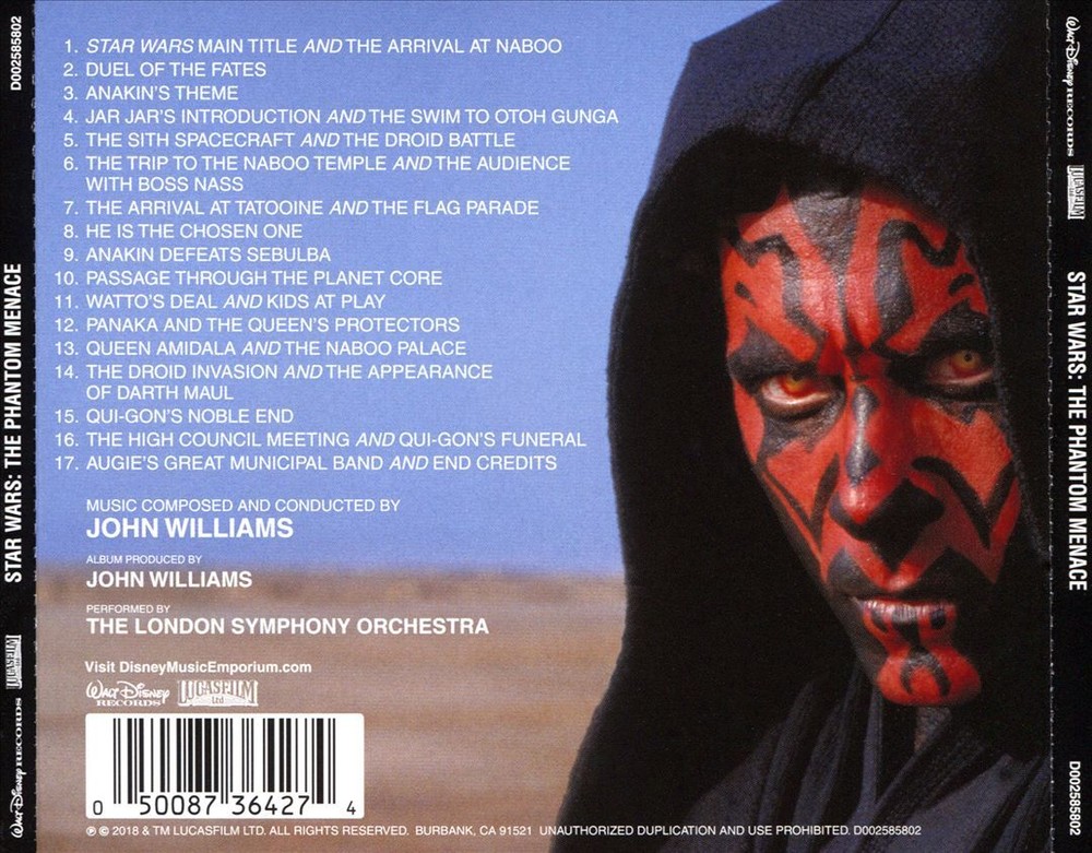 JOHN WILLIAMS STAR WARS EPISODE I: THE PHANTOM MENACE [ORIGINAL MOTION PICTURE S