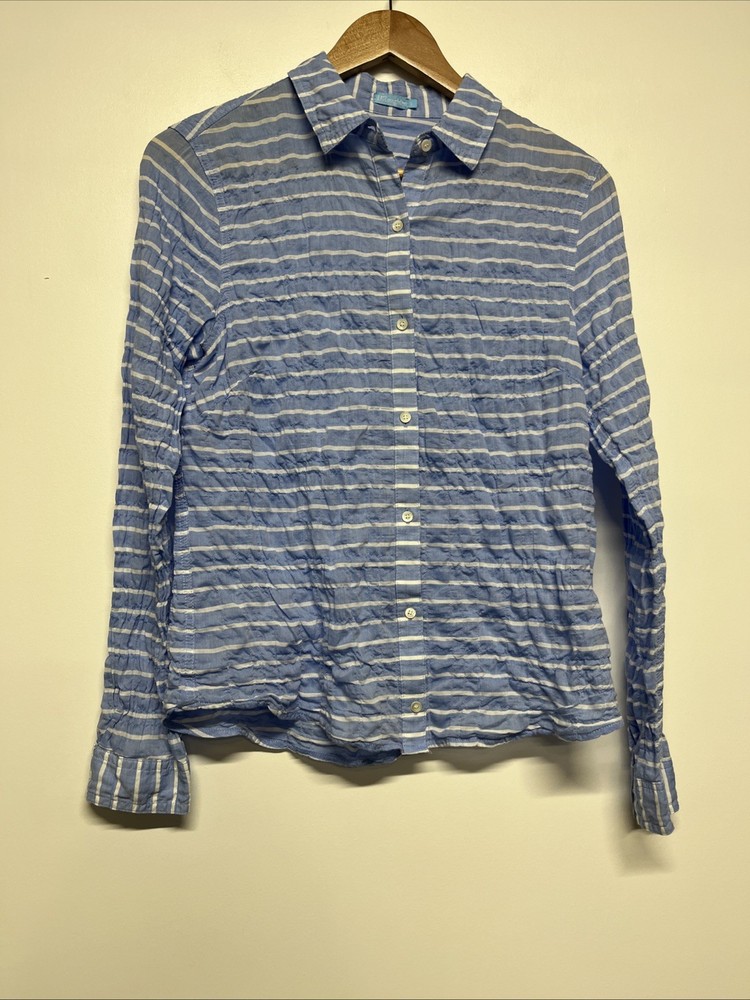 J. McLaughlin Top Women’s Small Long Sleeve Striped Button Down Blue