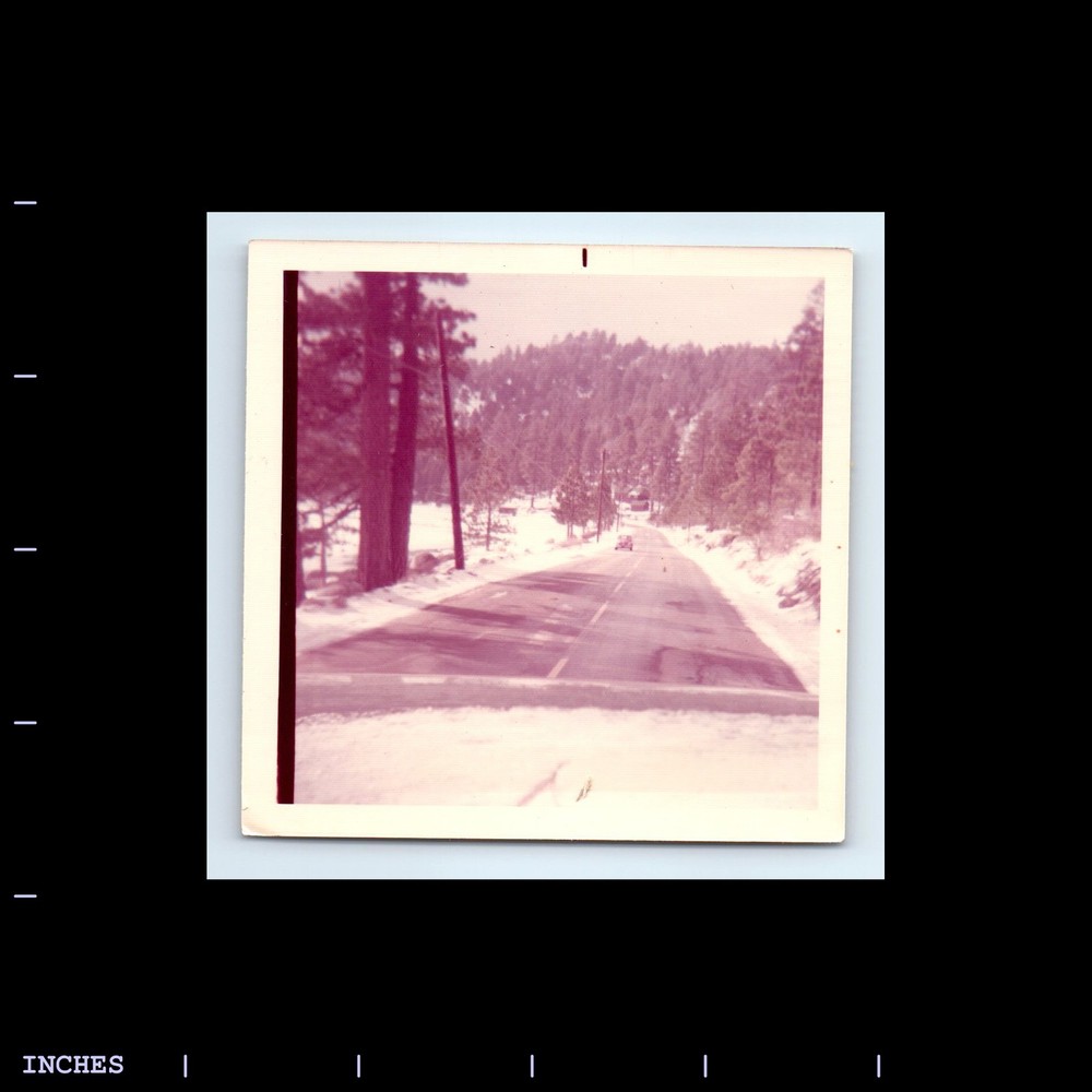 Square Color Photo MOUNTAIN LANDSCAPE HIGHWAY SNOW WINTER SCENE