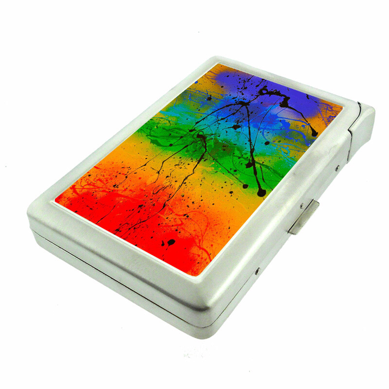 Abstract Art Em13 Cigarette Case with Built in Lighter Metal Wallet-image