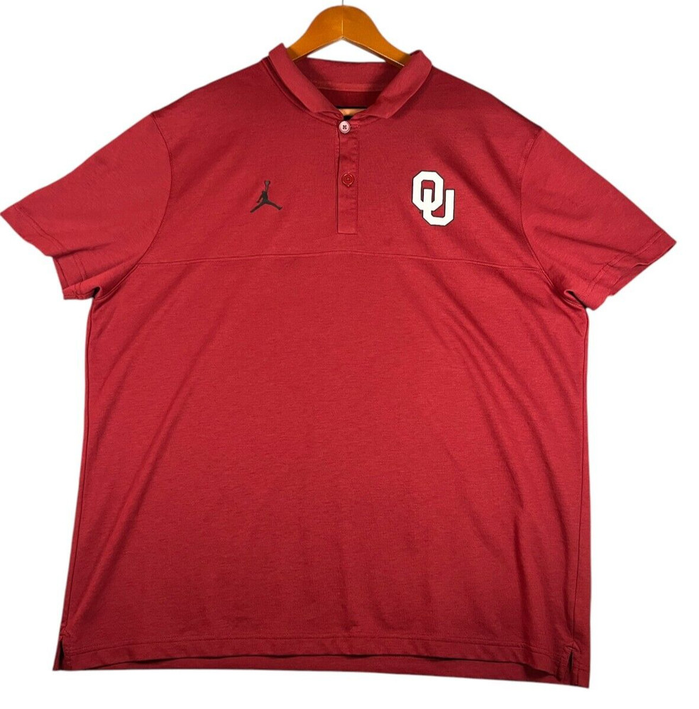 Men's Nike Jordan Dri-Fit OU Oklahoma Sooners Crimson Polo Shirt XXL