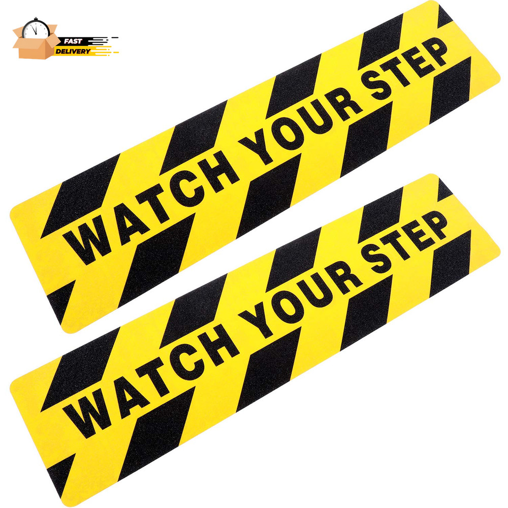 2 Pieces Watch Your Step Stickers Sign 6 X 24 Inch Caution Watch Your Step
