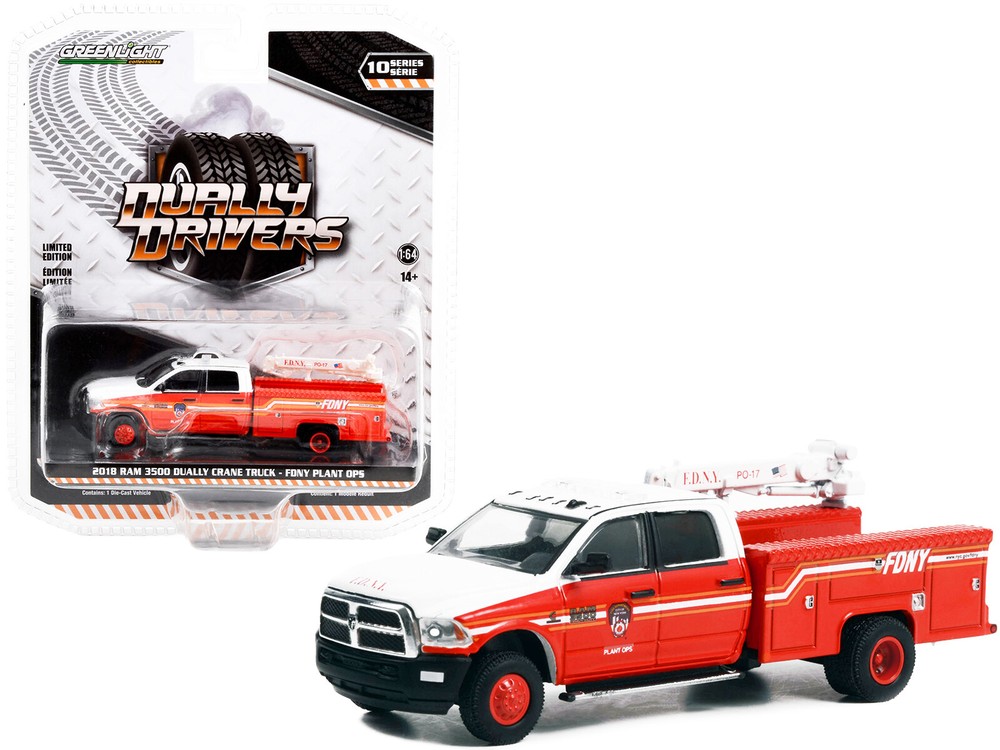 Greenlight 46100D 2018 Ram 3500 Dually Crane Truck FDNY1/64 Diecast Model Car