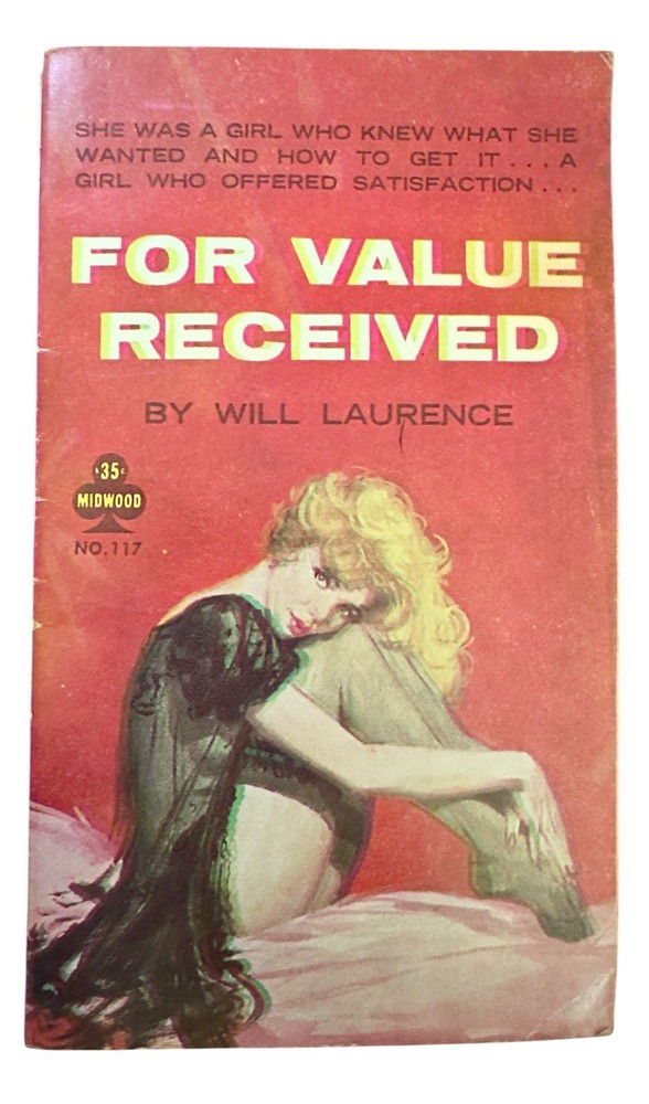 For Value Received 1961 Will Laurence Midwood #35 Vintage Sleaze Paperback gga