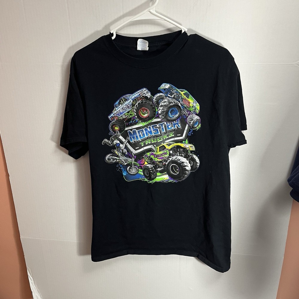 Monster Truck Graphic Tee for Men in Medium Black