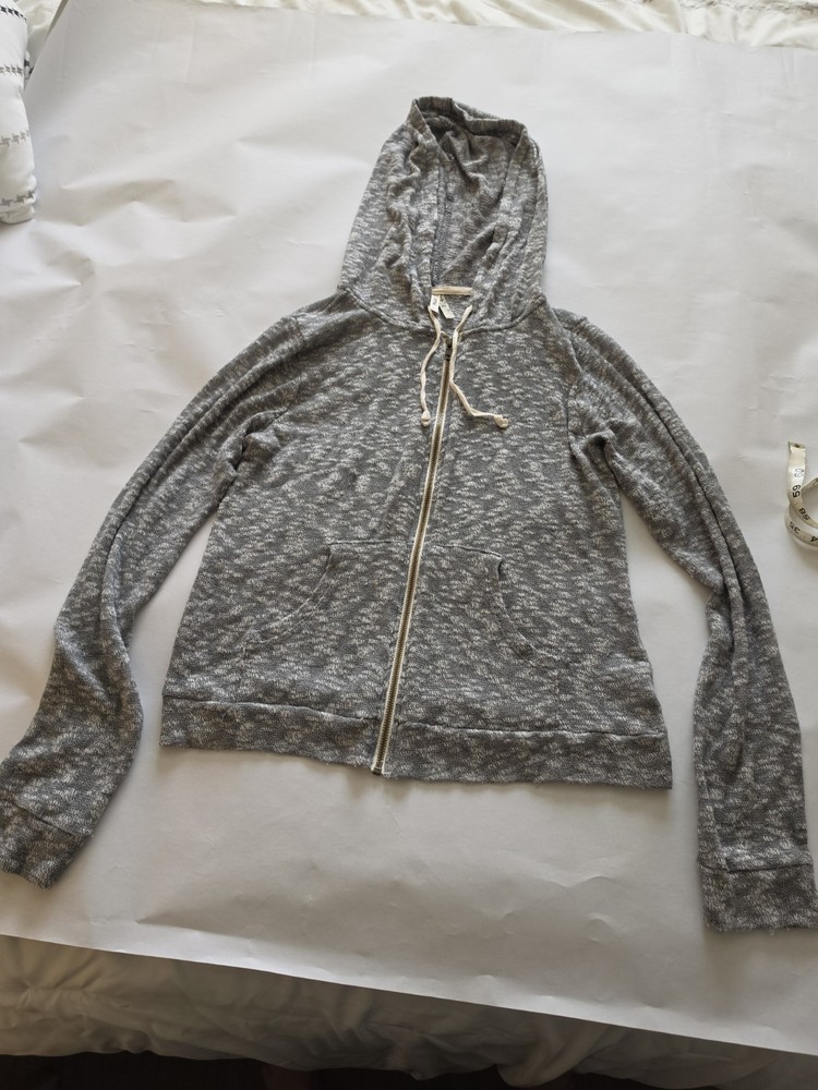 Mudd Women's Gray Zip Up Sweater With Hood Size Large
