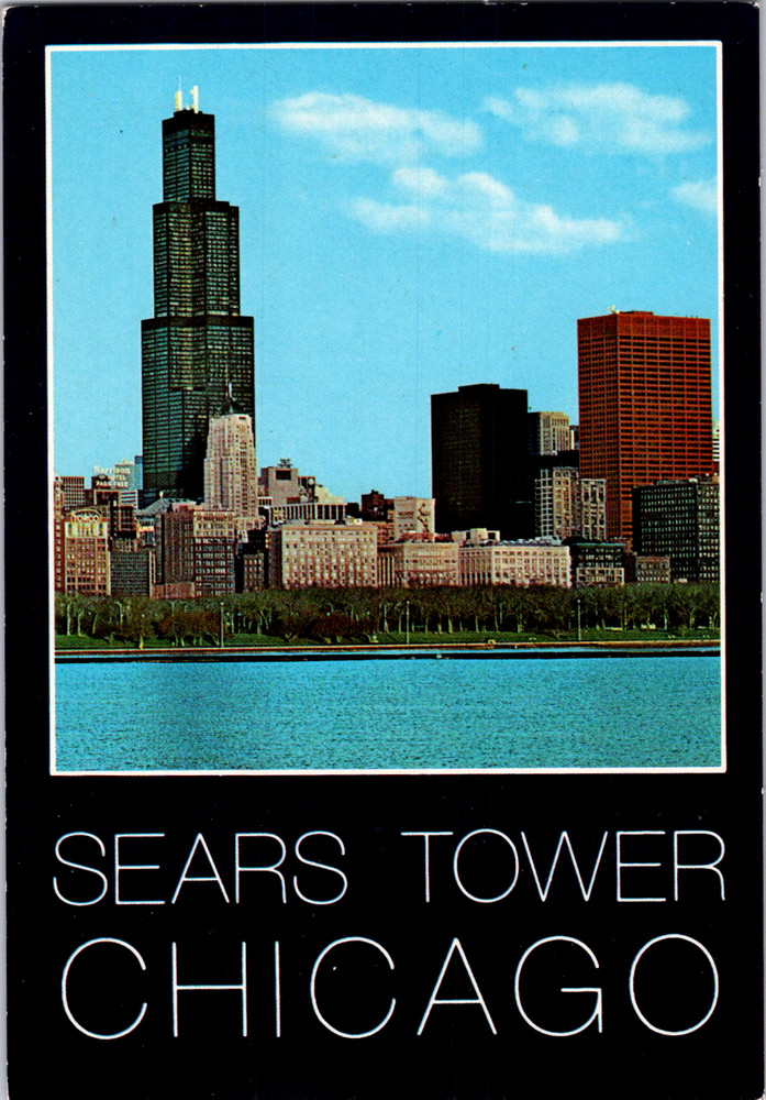 Vintage Postcard Chicago Illinois Sears Tower View From Lake Michigan