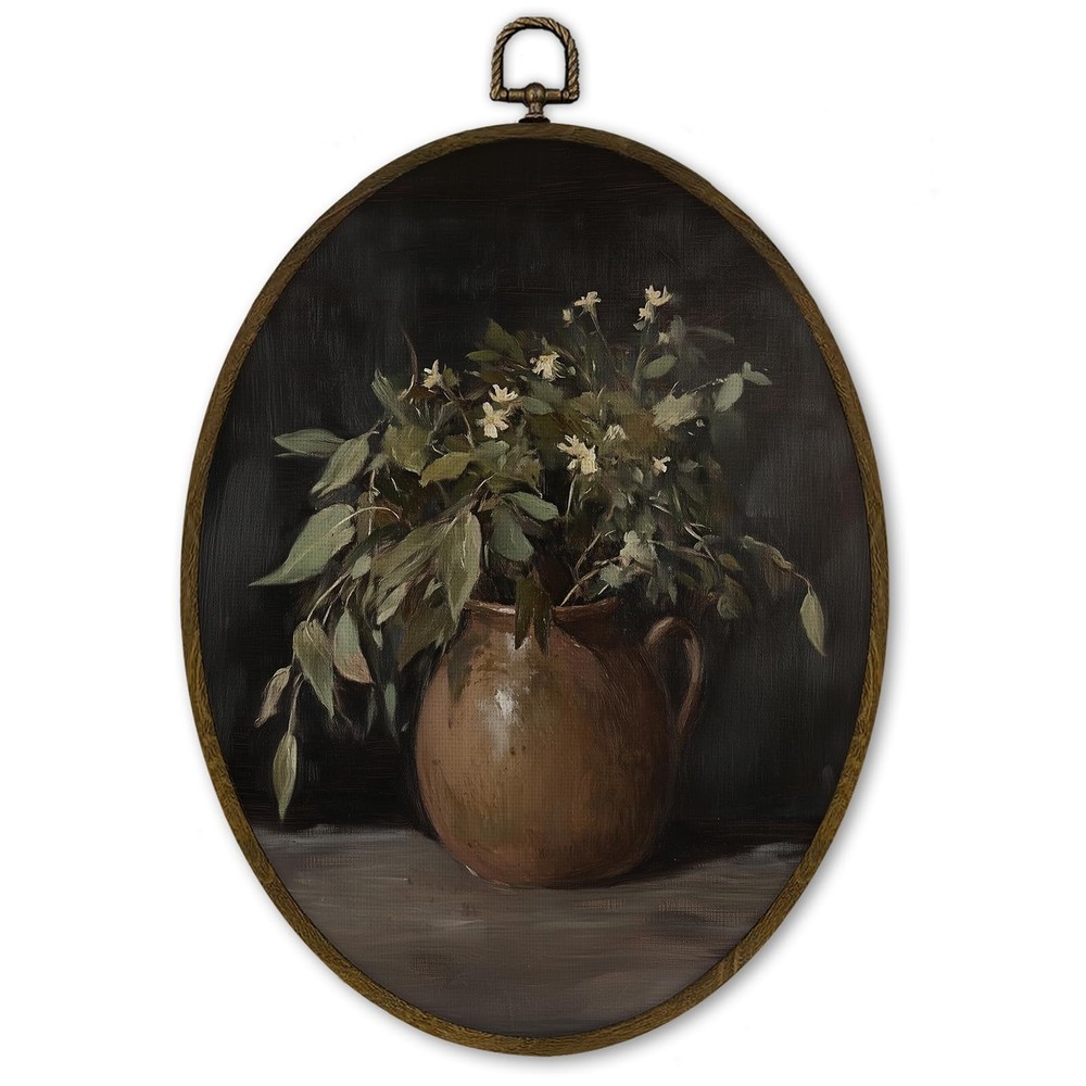 Vintage Dark Floral Wall Art Decor Framed, Moody Farmhouse French Country Flo...
