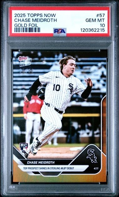 2025 Topps Now MLB Debut Gold Foil #57 Chase Meidroth White Sox RC /50 PSA 10