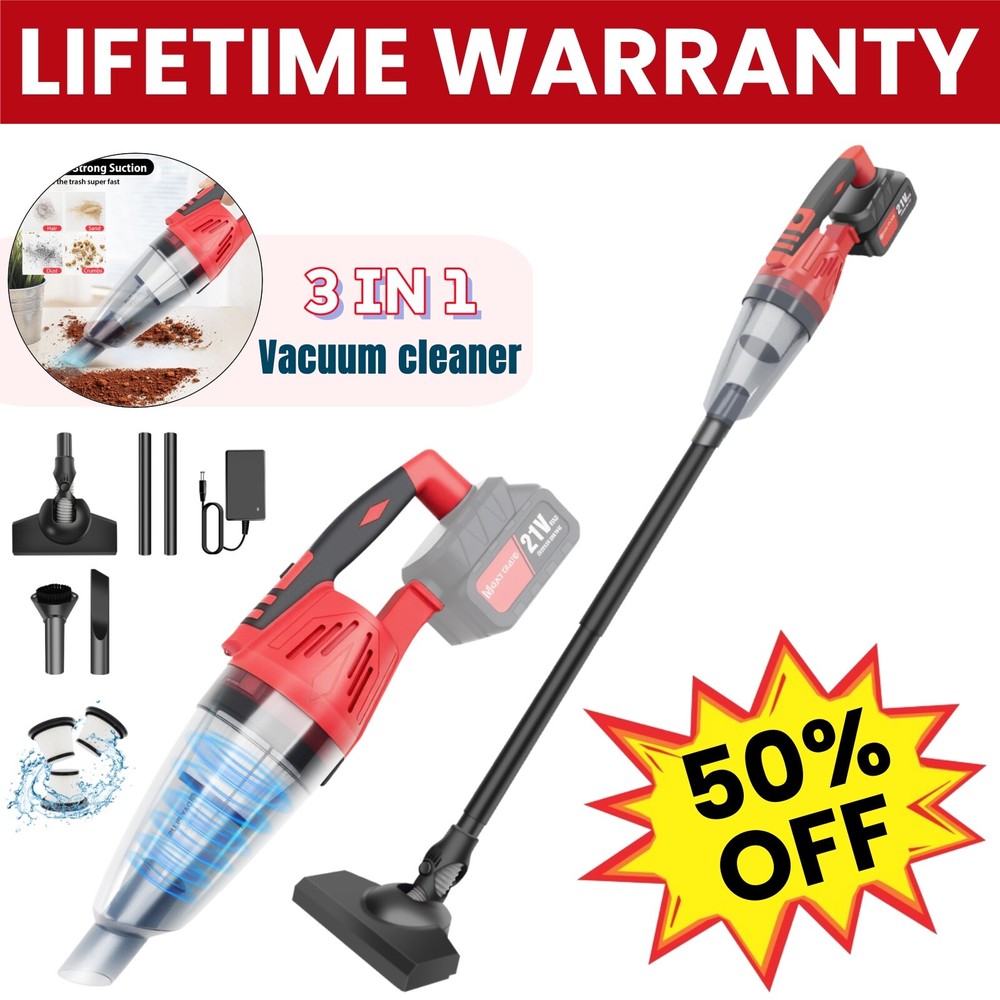 Wireless Handheld Vacuum Cleaner Powerful Suction Rechargeable for Home & Car