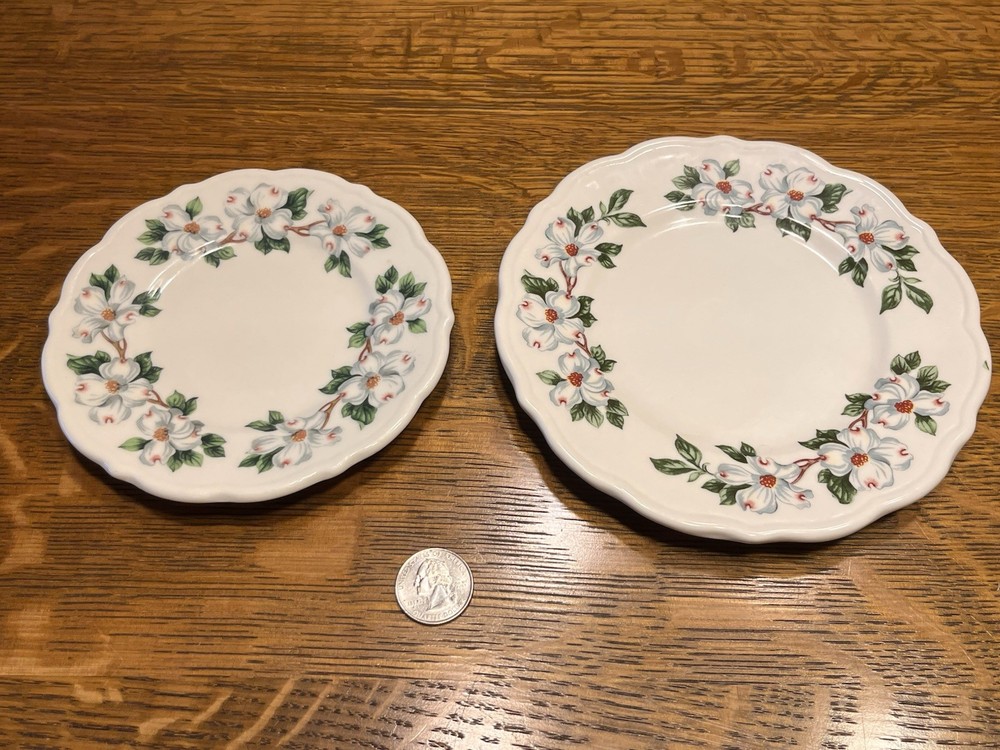 Vintage Syracuse China Dogwood Floral Bread Dessert Plates Set of 2 USA Antique