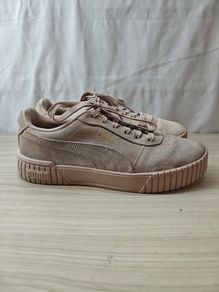 Puma Shoes Womens Size 9 Beige Suede SoftFoam+ Platform Sneakers 394942-04