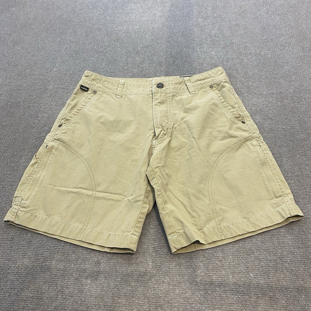 Kuhl Shorts Mens 36 Outdoor Hiking Zip Pocket Performance Nylon Cotton Tan