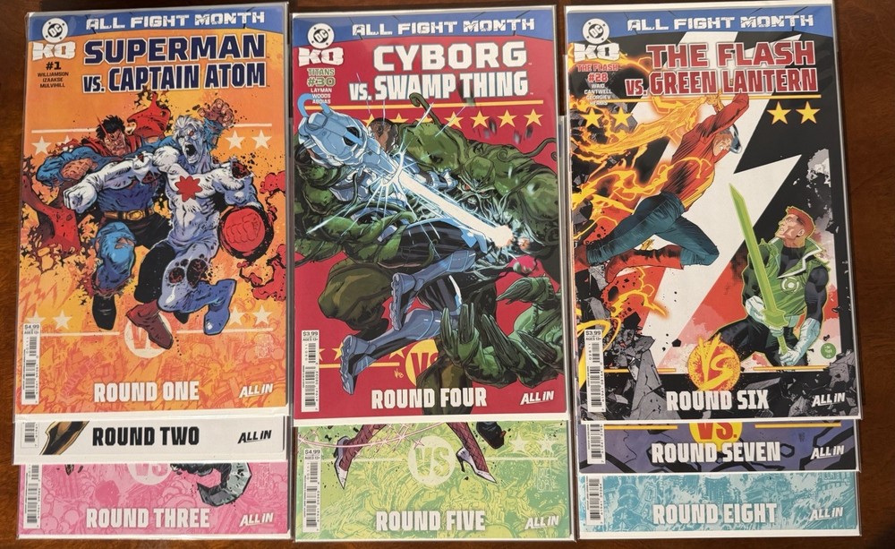 DC KO ALL FIGHT MONTH Round 1-8 COMPLETE SET DC All In Unread Photos Rare Keys!!