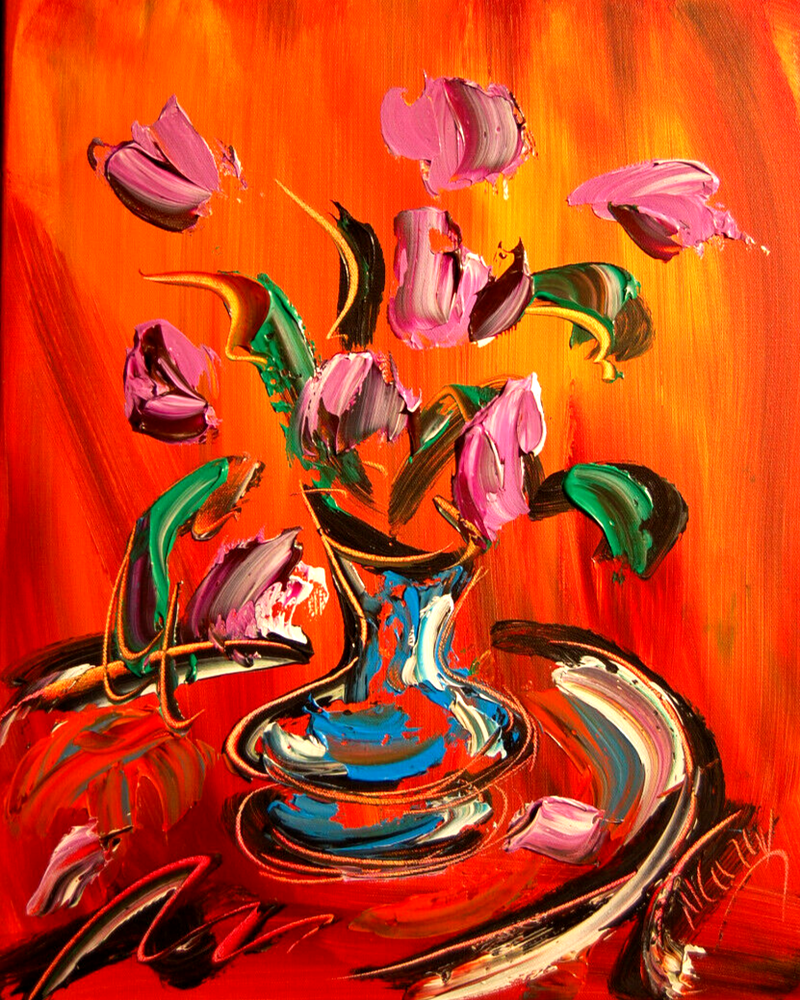 TULIPS MODERN ABSTRACT  PAINTING CANVAS ART CONTEMPORARY SIGNED  KAZAV HU9PT9