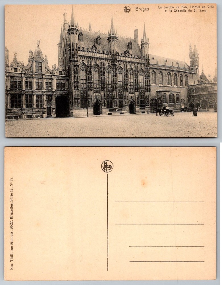 Bruges Belgium Town Hall Chapel Holy Blood Vintage Postcard Ern. Thill