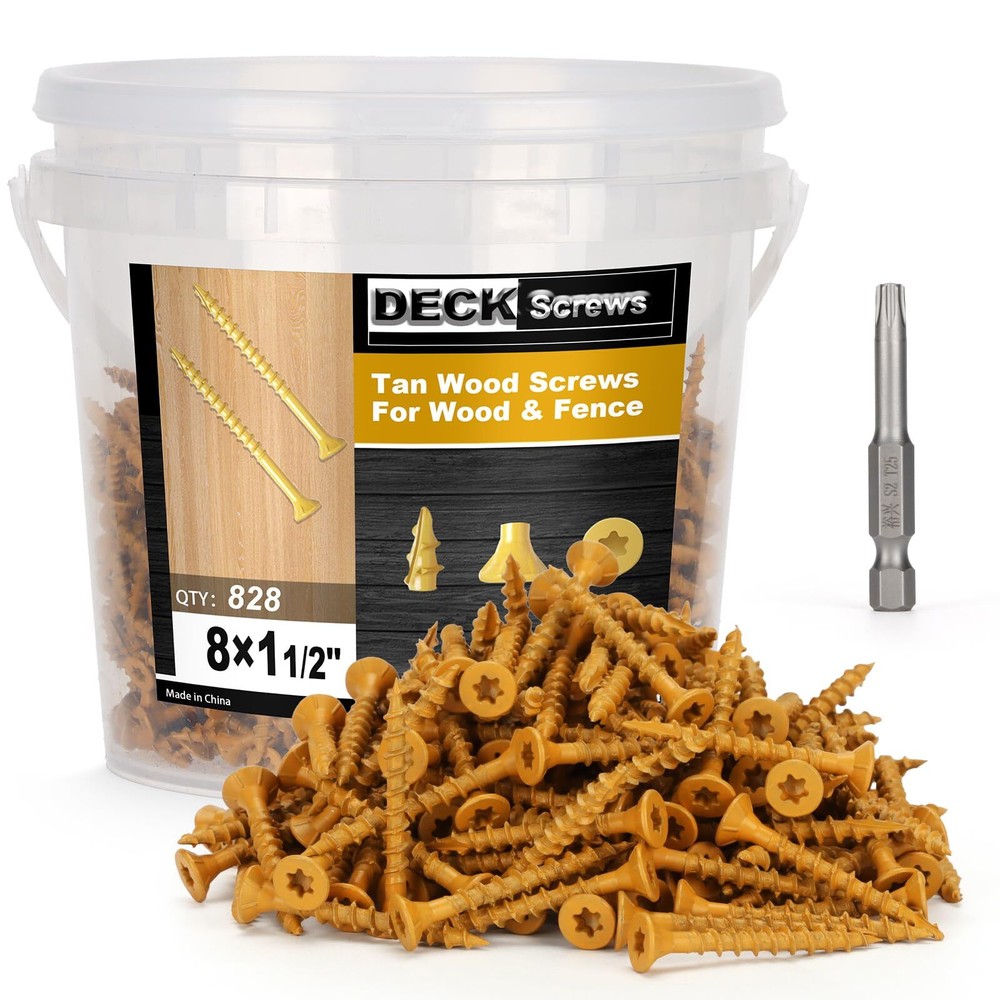 #8 x 1-1/2 inch T25 Star Flat Head Tan Deck Screws 5lb Box