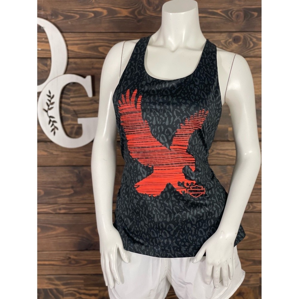 Harley Davidson | Lattice Back Racerback Tank Top Eagle Graphic Leopard Print