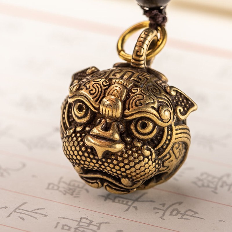 Pure Brass Beast Pixiu Bell Keyring Hanging Jewelry Keychain Pendant Lanyard