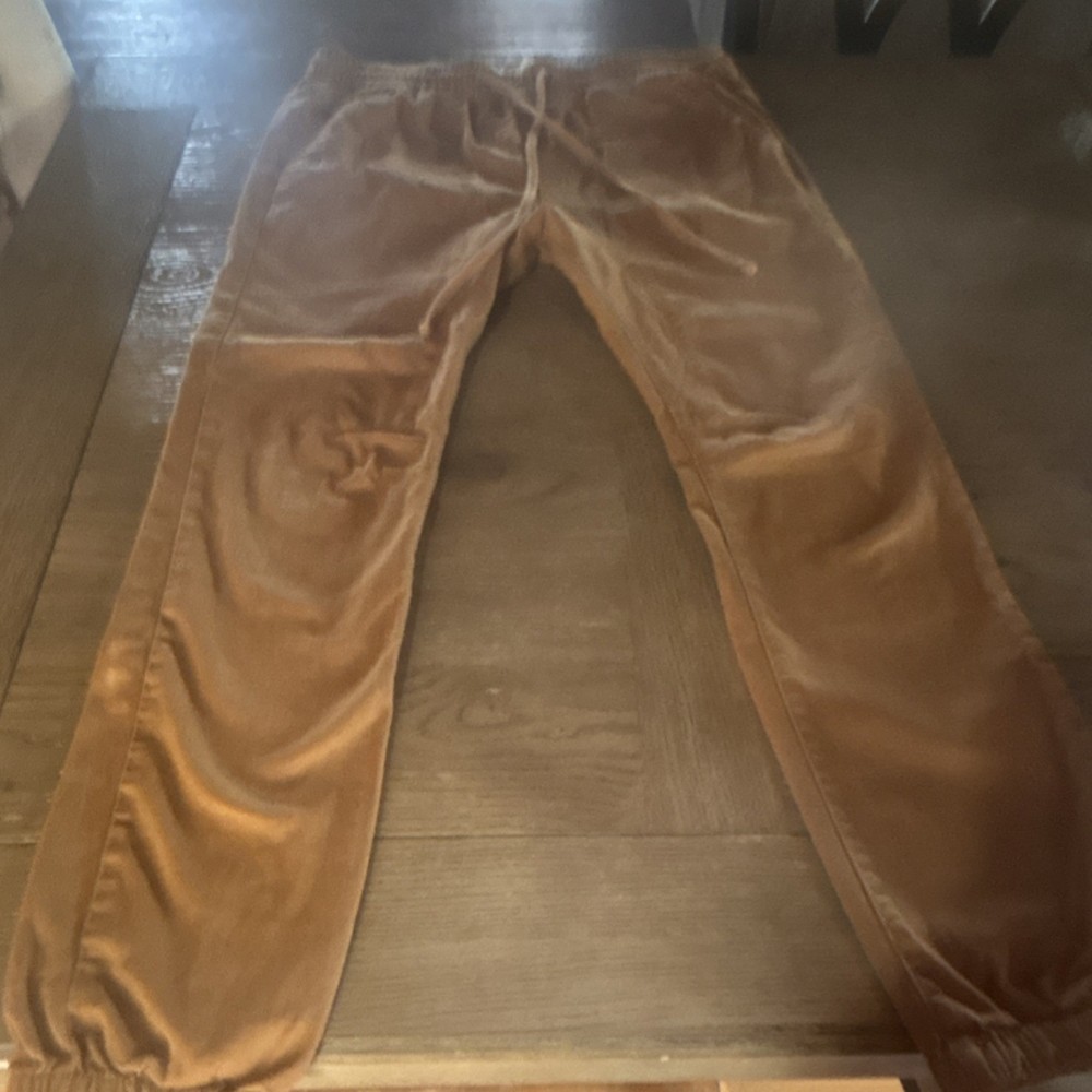 PacSun Men's Solid Brown Casual Pants Elastic Waist Drawstring Regular Size M
