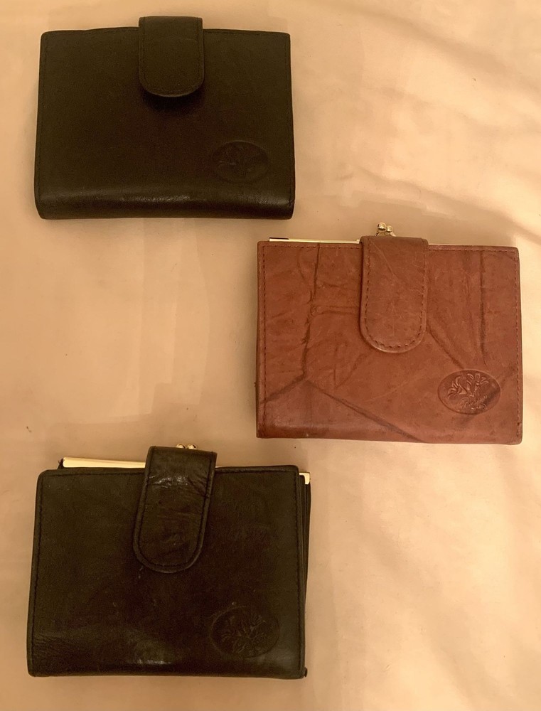 Vintage Buxton Leather Wallet Set of 3 with Snap Closure & Card Slots