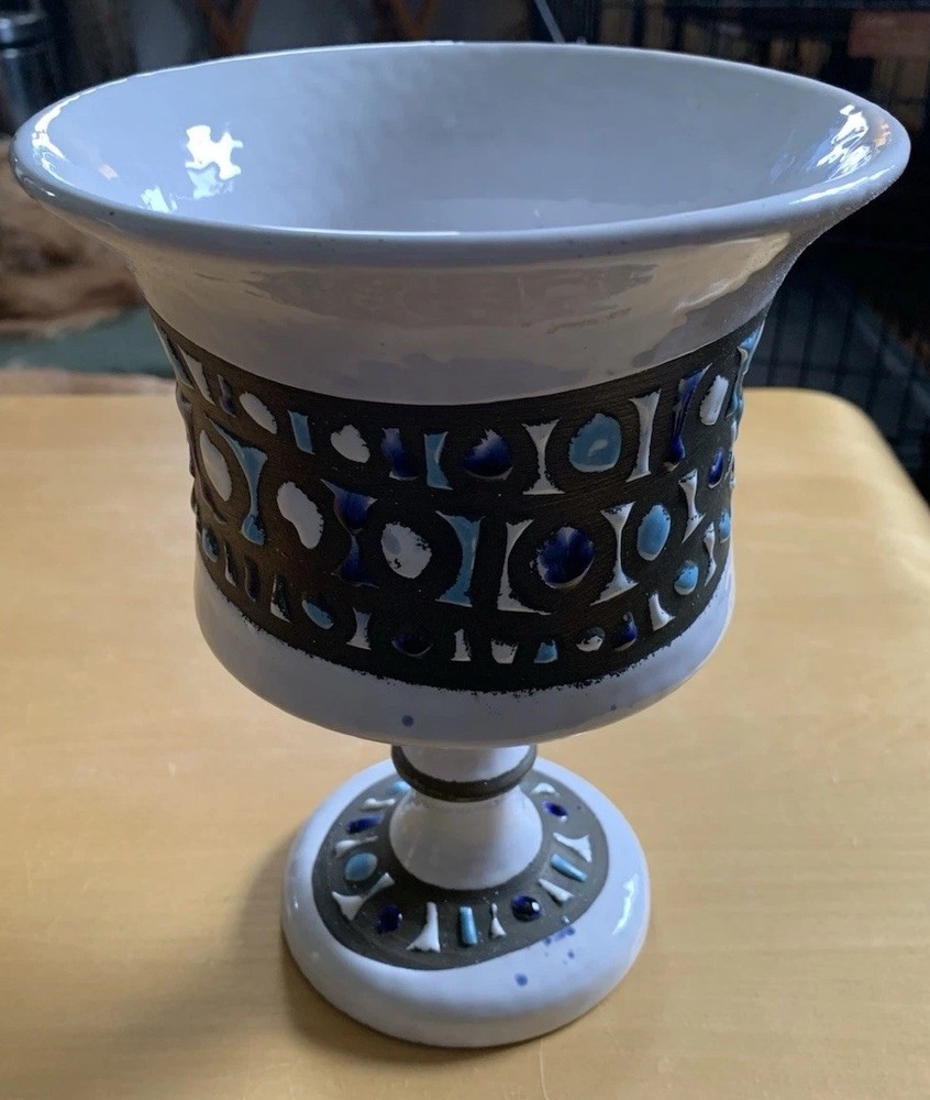 MCM Vintage 60’s Bitossi Style Italian Ceramic Chalice Pedestal Base Vase