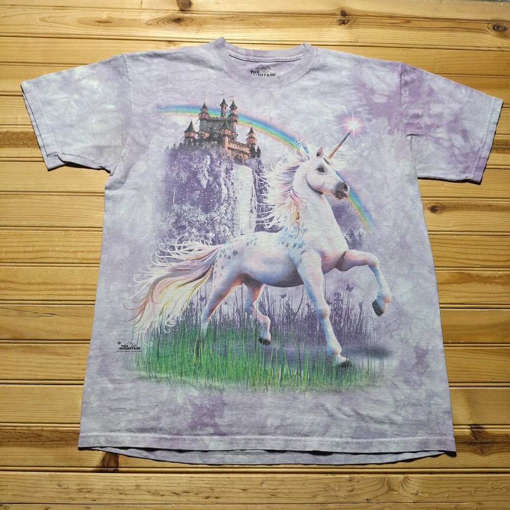 Unicorn Castle Rainbow Fantasy Mythical Magic Tie Dye Graphic T-Shirt - Large